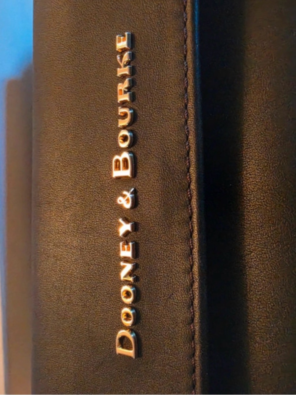 Dooney & Bourke Black Leather Men's Bifold Wallet with Gold Logo